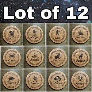 Zodiac Signs Encircled Cork Coasters Lot of 12